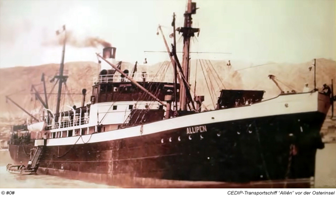 CEDIP Transportschiff "Allipen" vor der Osterinsel